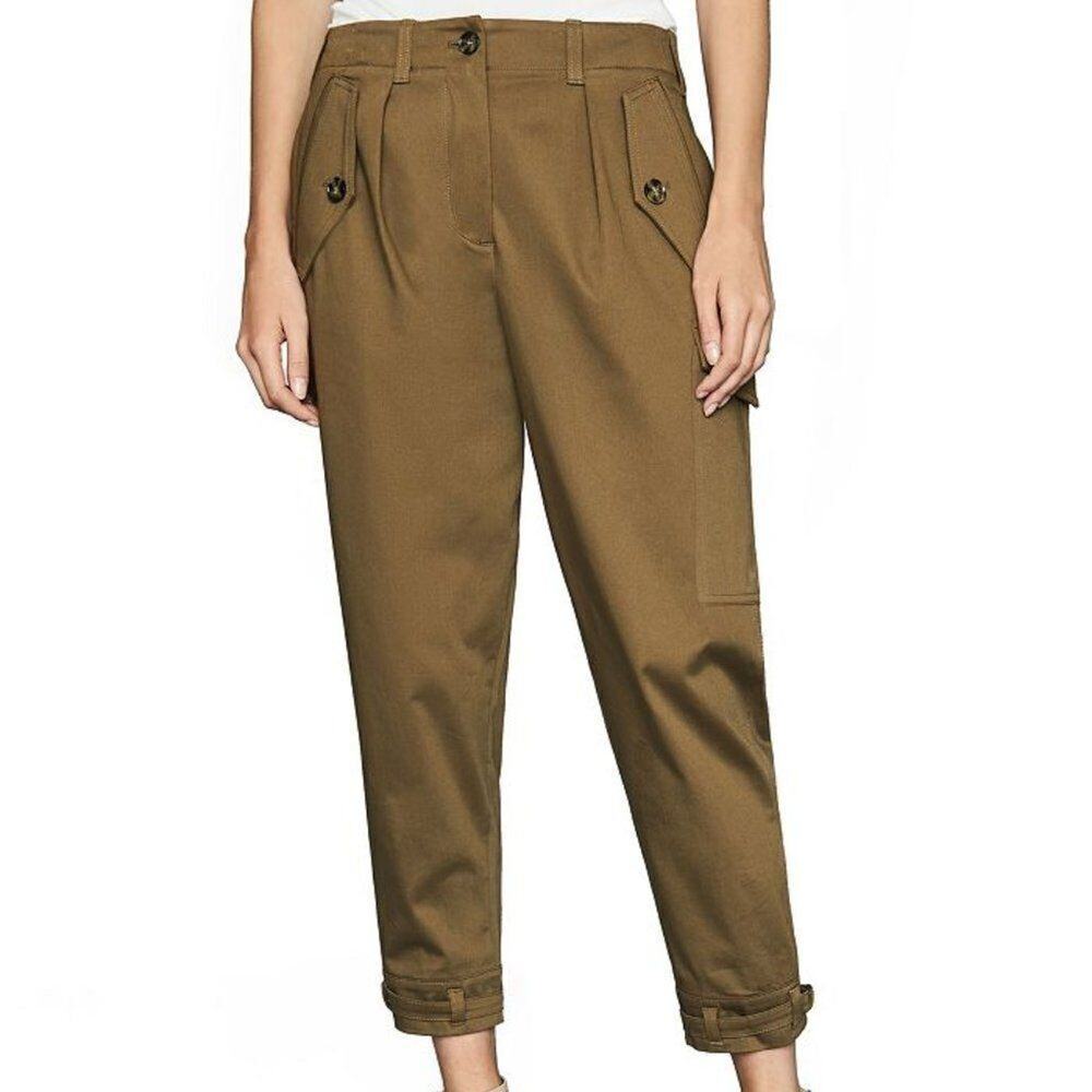 Reiss Womens Size 6 Olive Brown Bleeker Tapered Cargo Pants 